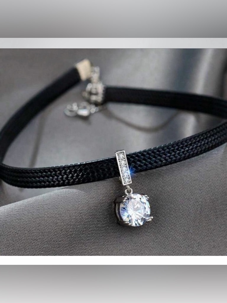 Target Black Choker Necklace With Clear Crystal Pendant 20$